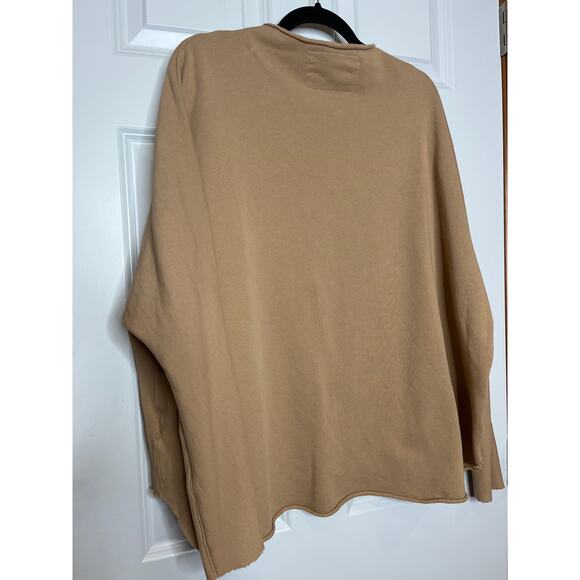 Frank & Eileen Large Effie Long Sleeve Funnel Neck Caplet Shirt in Camel Brown - Picture 6 of 10